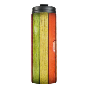 farbige Holzstruktur, 3D-Abbildung3d, abstrakte Thermosbecher