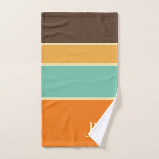Farbige horizontale Linien im Retrostil Badhandtuch Set (Handtuch)
