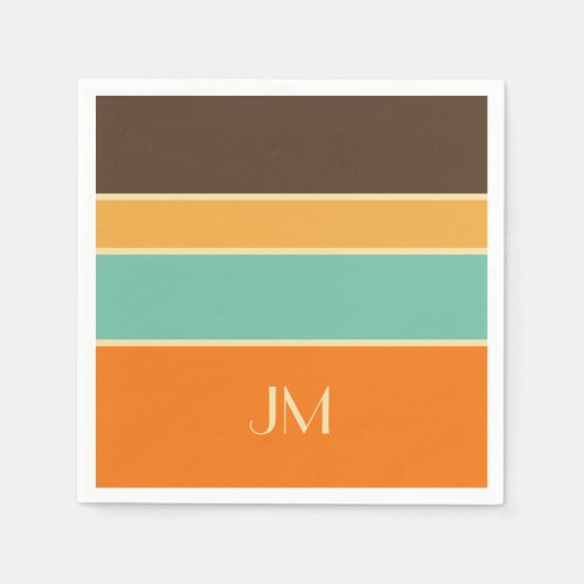 Farbige horizontale Linien im Retrostil Serviette (Vorderseite)