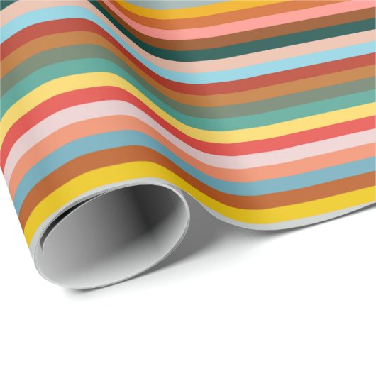 Farbige horizontale Retrostreifen Geschenkpapier (Rolleneckpunkt)