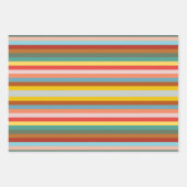 Farbige horizontale Retrostreifen Geschenkpapier Set (Vorderseite)