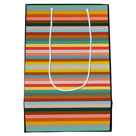 Farbige horizontale Retrostreifen Mittlere Geschenktüte (Rückseite)