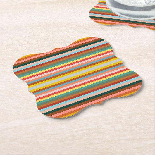 Farbige horizontale Retrostreifen Untersetzer (angewinkelt)
