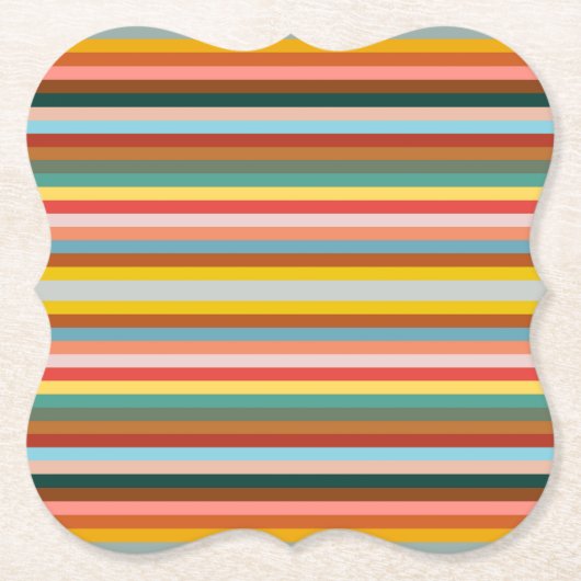 Farbige horizontale Retrostreifen Untersetzer (Vorderseite)