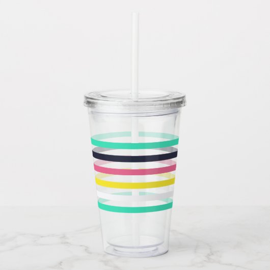 Farbige horizontale Streifen Acryltrinkbecher (Vorderseite)