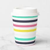 Farbige horizontale Streifen Pappbecher (Rückseite)