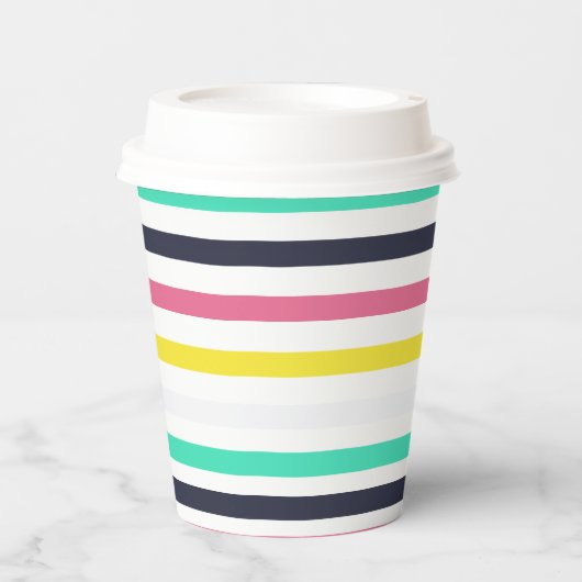 Farbige horizontale Streifen Pappbecher (Vorderseite)