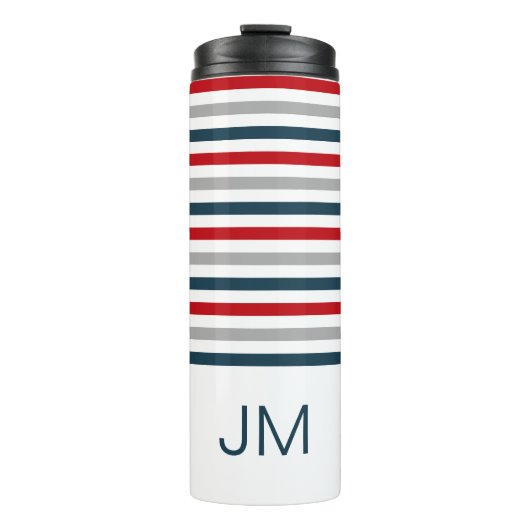 Farbige horizontale Streifen Thermosbecher (Vorderseite)