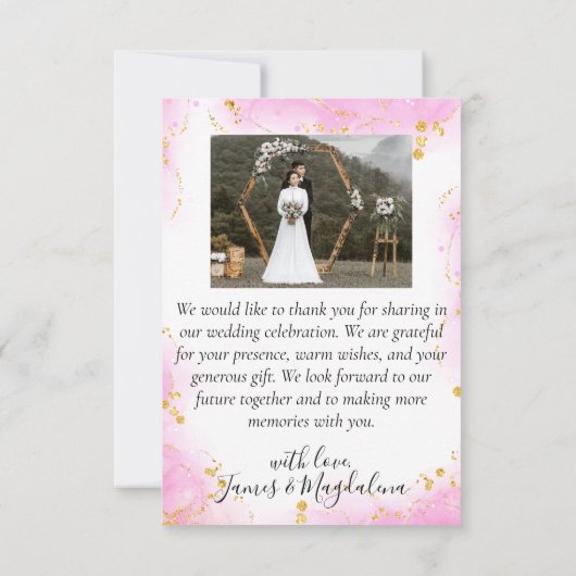 Farbige Hübsch rosa Orange Tropische Blume Foto Dankeskarte (Rückseite)