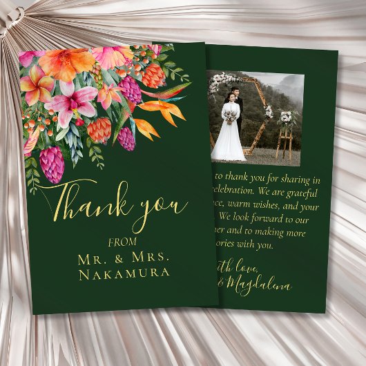 Farbige Hübsch rosa Orange Tropische Blume Foto Dankeskarte