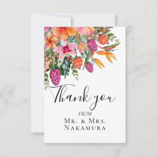 Farbige Hübsch rosa Orange Tropische Blume Foto Dankeskarte