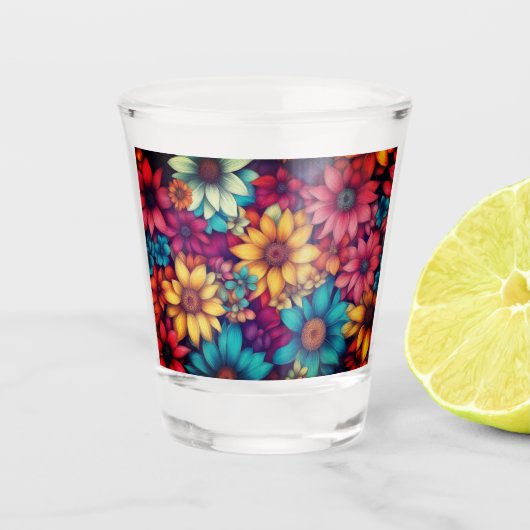 Farbige Hübsche Abstrakte Blüte #33 - Schnapsglas (Vorderseite)