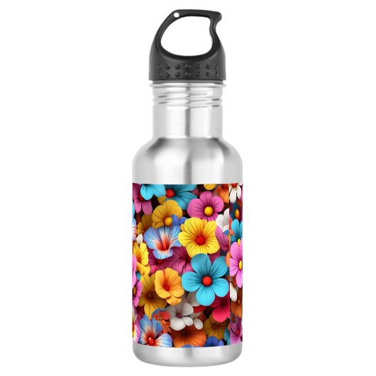 Farbige Hübsche Blume Muster-20240 Edelstahlflasche (Vorderseite)