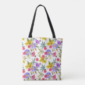 Farbige hübsche Blume Muster Totbeutel Tasche (Rückseite)