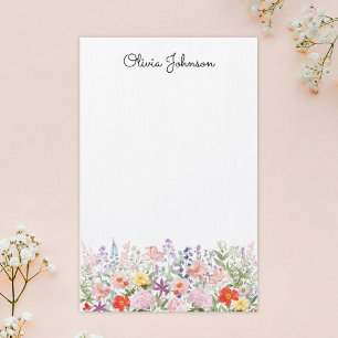 Farbige hübsche Blumen Blumengarten Personalisiert Briefpapier