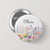 Farbige hübsche Blumen Blumengarten Personalisiert Button (Vorne & Hinten)