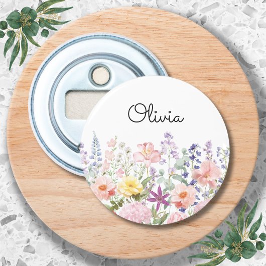 Farbige hübsche Blumen Blumengarten Personalisiert Flaschenöffner