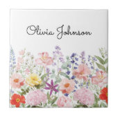 Farbige hübsche Blumen Blumengarten Personalisiert Fliese (Vorderseite)