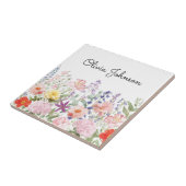 Farbige hübsche Blumen Blumengarten Personalisiert Fliese (Seite)