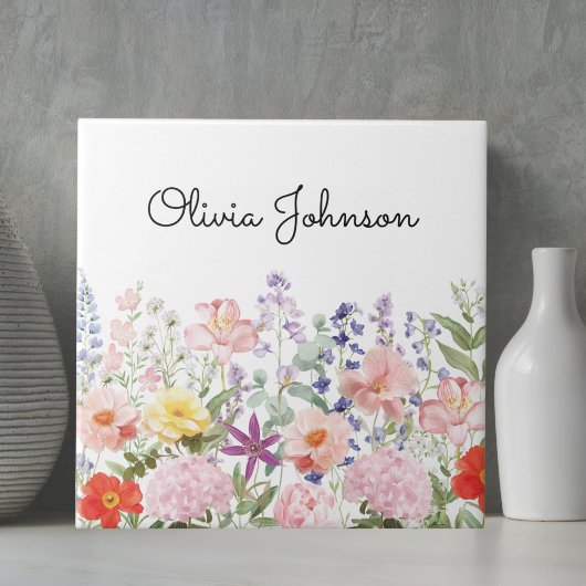 Farbige hübsche Blumen Blumengarten Personalisiert Fliese