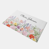 Farbige hübsche Blumen Blumengarten Personalisiert Fußmatte (Schrägansicht)