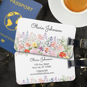 Farbige hübsche Blumen Blumengarten Personalisiert Gepäckanhänger
