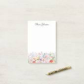 Farbige hübsche Blumen Blumengarten Personalisiert Post-it Klebezettel (Auf Schreibtisch)