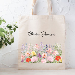 Farbige Hübsche Blumen Florale Garten Personalisie Tragetasche