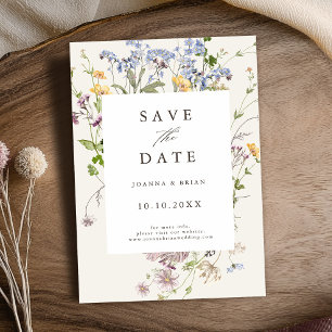 Farbige hübsche Frühlingswiesen-Garten mit Wildblu Save The Date