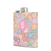 Farbige Hübsche Hippy Floral Pink Monogramm Flachmann (Links)