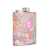 Farbige Hübsche Hippy Floral Pink Monogramm Flachmann (Rechts)