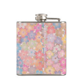 Farbige Hübsche Hippy Floral Pink Monogramm Flachmann (Rückseite)