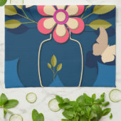Farbige hübsche moderne Blumenbouquet auf Blau Geschirrtuch (Gefaltet)