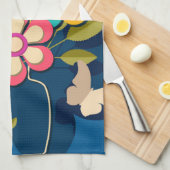 Farbige hübsche moderne Blumenbouquet auf Blau Geschirrtuch (Viertel Falte)