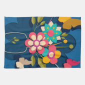 Farbige hübsche moderne Blumenbouquet auf Blau Geschirrtuch (Horizontal)