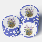 Farbige Hübsche Vintage Wildblumen Pokerchips (Stapel)