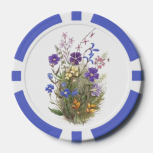 Farbige Hübsche Vintage Wildblumen Pokerchips