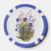 Farbige Hübsche Vintage Wildblumen Pokerchips (Rückseite)