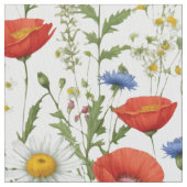 Farbige Hübsche Wildblume Gemusterte Blüte Stoff (Nahaufnahme)