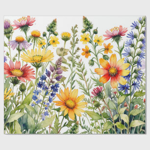 Farbige hübsche Wildblumen Aquarellmalerei Geschenkpapier