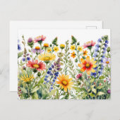 Farbige hübsche Wildblumen Aquarellmalerei Postkarte (Vorne/Hinten)