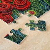 Farbige Hügellandschaft mit Mohnfeld Puzzle (Seite)