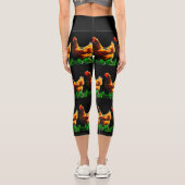 Farbige Hühner Brown Red Green Capri Leggings (Rückseite)
