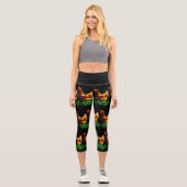 Farbige Hühner Brown Red Green Capri Leggings (Vorderseite)