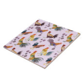 Farbige Hühner & Eiermuster Wasserfarbe Lila Fliese (Seite)