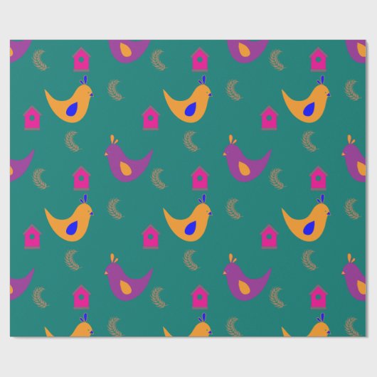 Farbige Hühner Geschenkpapier (Flach)