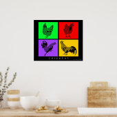 Farbige Hühner Poster (Küche)