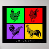 Farbige Hühner Poster (Vorne)