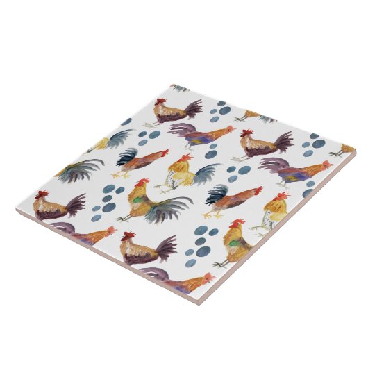 Farbige Hühner und Eiermuster Fliese (Seite)