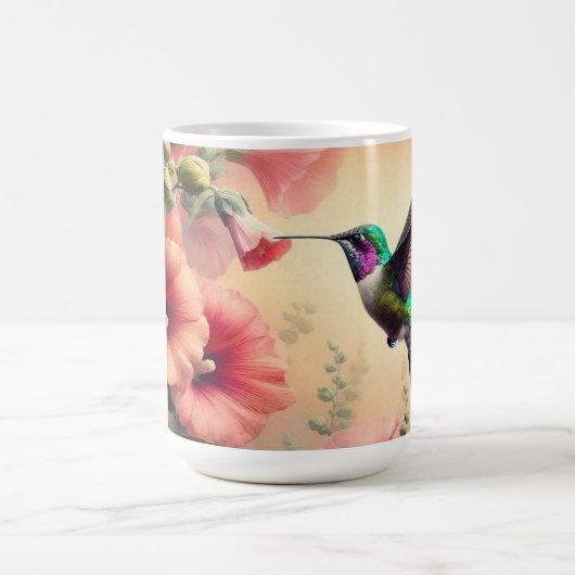 Farbige Hummingbird Print mit floralem Design Kaffeetasse (Mittel)